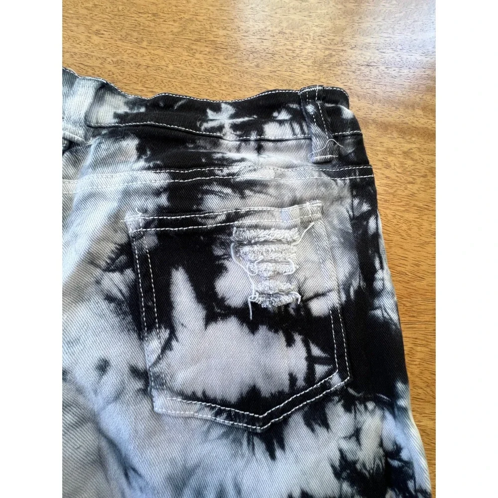 Imperial Premium Womens Tie Dye Skinny Jeans Black White‎ Distressed Size 7